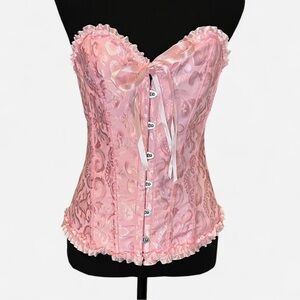 Pink Lace-Up Corset Top
